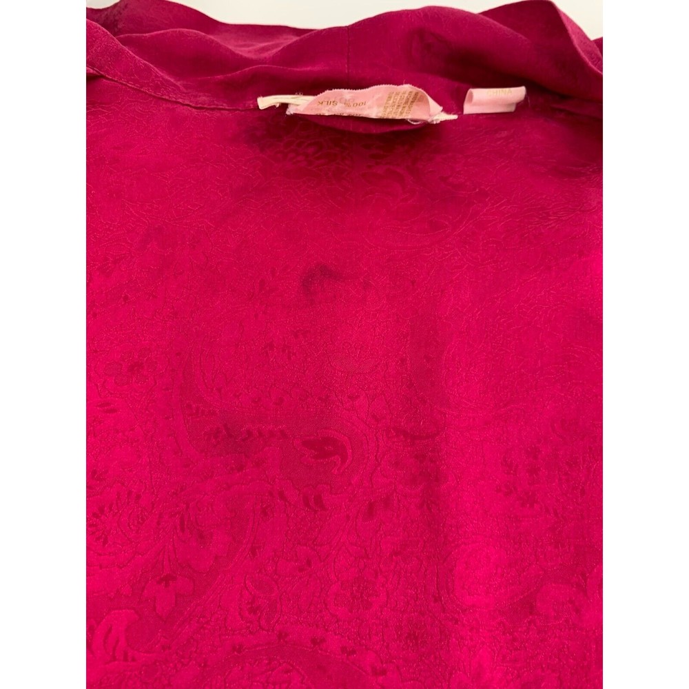 Delicates Vintage Silk Robe Pink Kimono Short Tie Belt Lightweight Brocade Large - Picture 13 of 16